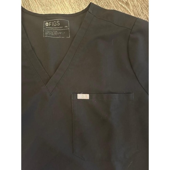 FIGS Technical Collection Black V Neck Scrub Top Medical Workwear Size XXL - Picture 2 of 4